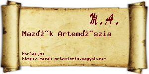 Mazák Artemíszia névjegykártya